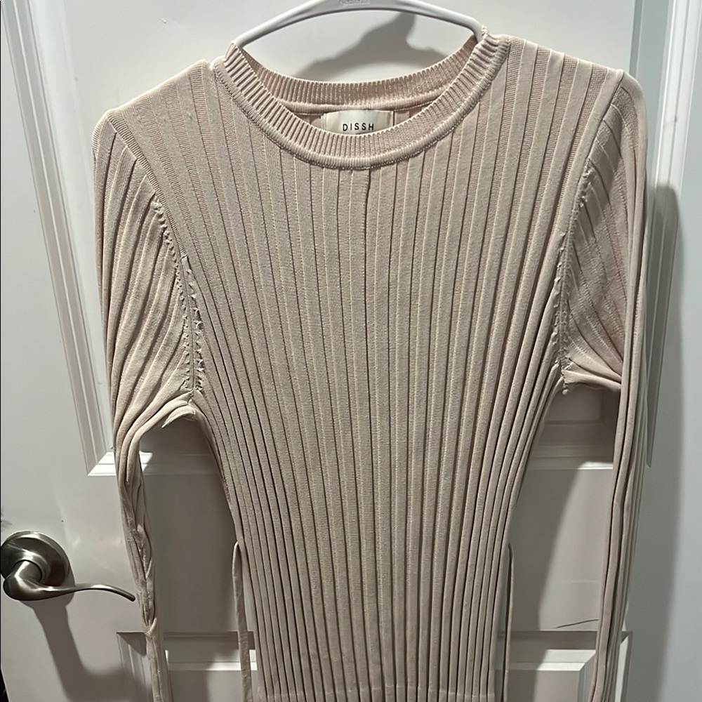 DISSH Beige Ribbed Knit dress and Black ribbed knit dress